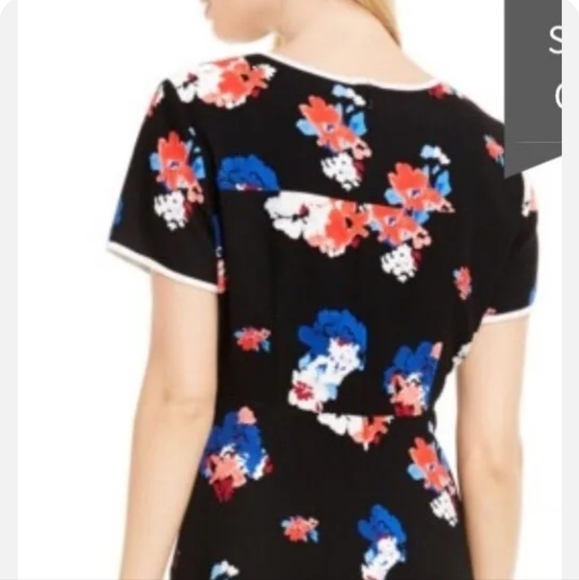 Vince Camuto: Women's Size 8/M "Traveling Blooms" Knee-length Short-sleeve Dress - Picture 8 of 11